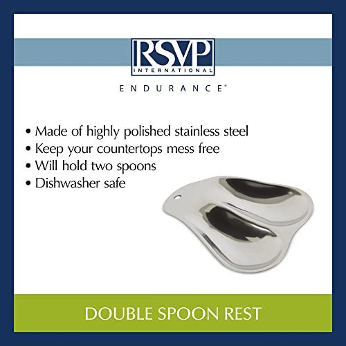 RSVP Stainless Steel Double Spoon Rest. 7"