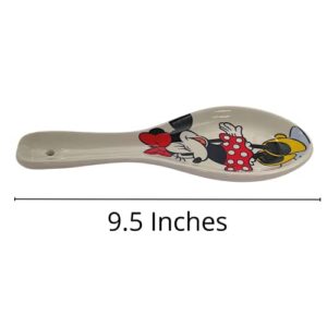 Jerry Leigh Winking Minnie Mouse Ceramic Spoon Rest, Collectible Disney Themed Kitchen Decor Accessories, Fun Utensil Holders for Cooking and Baking, Black, White, Red, Yellow, 9 inches