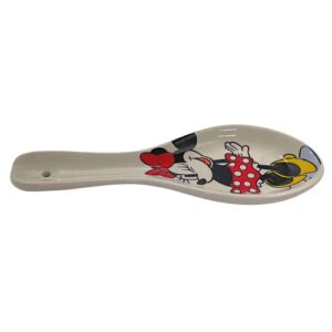 Jerry Leigh Winking Minnie Mouse Ceramic Spoon Rest, Collectible Disney Themed Kitchen Decor Accessories, Fun Utensil Holders for Cooking and Baking, Black, White, Red, Yellow, 9 inches