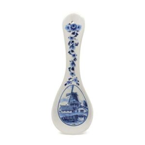 e.h.g - decorative ceramic spoon rest for stove top | blue & white windmill kitchen essentials | traditional kitchen utensil holder | dimensions: 1x3.5x10 inches.