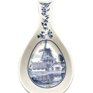 E.H.G - Decorative Ceramic Spoon Rest for Stove Top | Blue & White Windmill Kitchen Essentials | Traditional Kitchen Utensil Holder | Dimensions: 1x3.5x10 Inches.