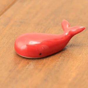 Hamamotou, 29-24 Chopsticks Holder, Colored Glazed Whale, Red, Set of 2, Approx. 0.9 x 0.9 x 0.5 inches (2.2 x 2.2 x 1.2 cm)