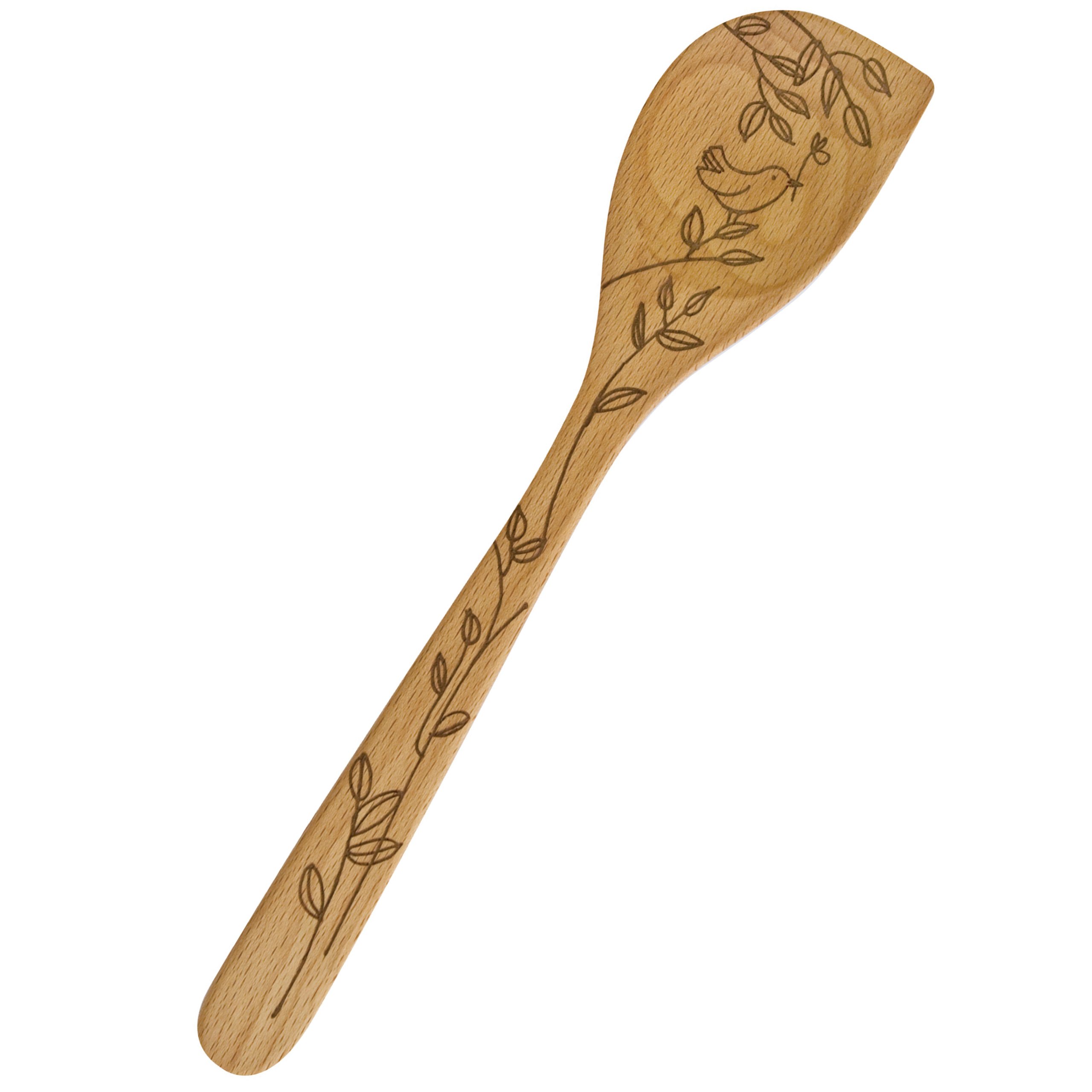 Talisman Designs Laser Etched Beechwood Corner Nature Design | Cooking & Serving Spoon, Decorative Wooden Utensils