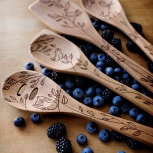 Talisman Designs Laser Etched Beechwood Corner Nature Design | Cooking & Serving Spoon, Decorative Wooden Utensils