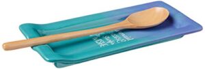 dei ceramic spoon rest, 8.74 x 3.86 x 1.06, blue/green