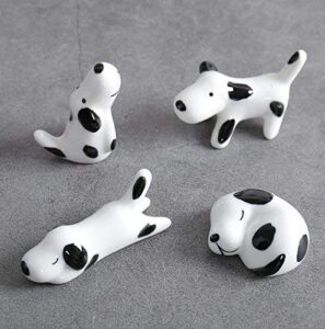 tanqiang 4 pcs set cute spotted dog ceramic ware chopsticks stand rest rack knife fork holder