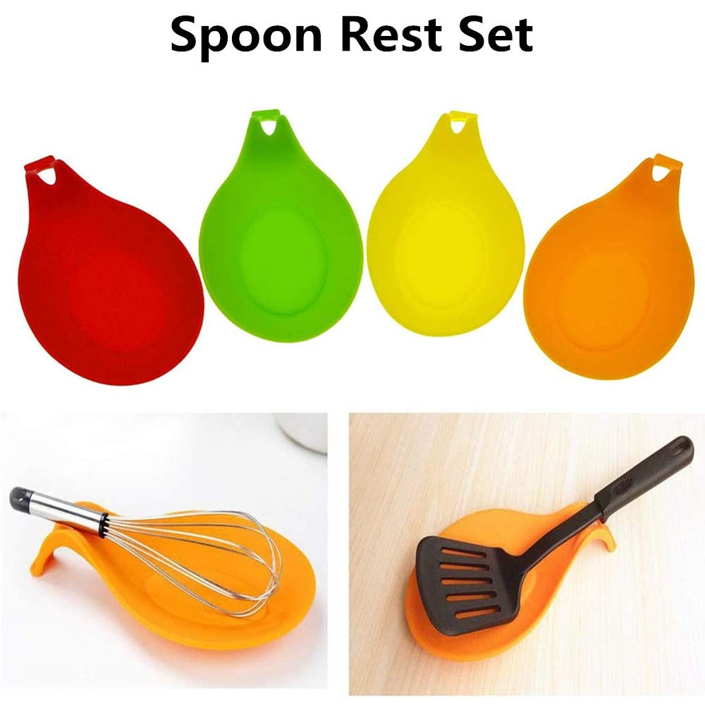 5 Pcs Spoon Rest Set Colourful Silicone Cushion for Kitchen Spoon Rest Utensil Spatula Holder