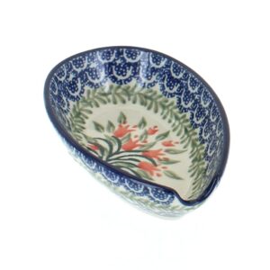 Blue Rose Polish Pottery Spring Tulip Small Spoon Rest