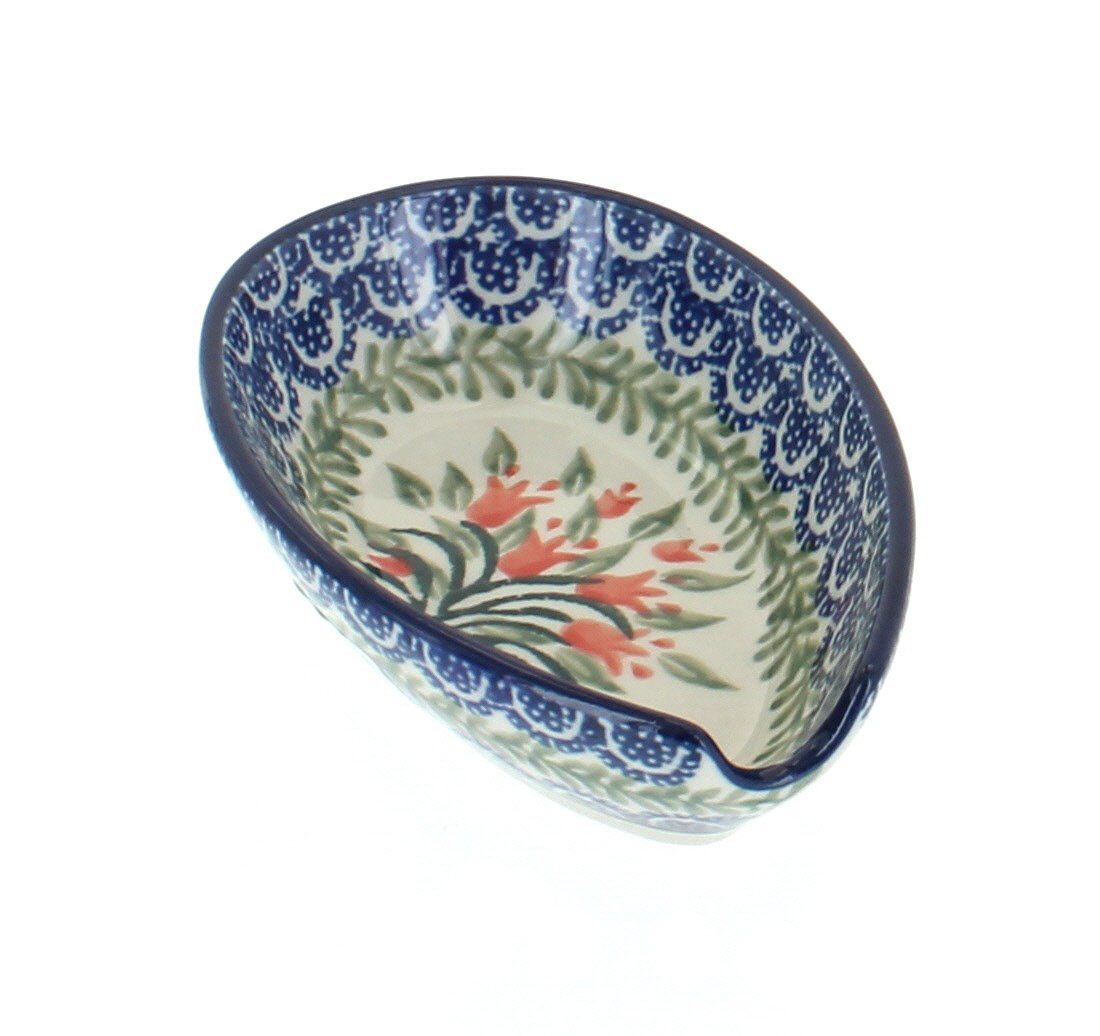 Blue Rose Polish Pottery Spring Tulip Small Spoon Rest