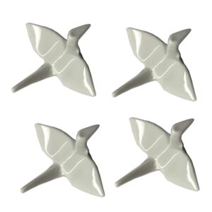 japanbargain, porcelain chopstick rest, origami crane shape, set of 4 (white)