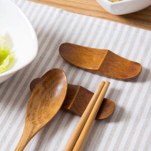 4 Pcs Natural Wood Chopsticks Rest Tableware Knife Forks Spoon Dinner Service Holder Rack