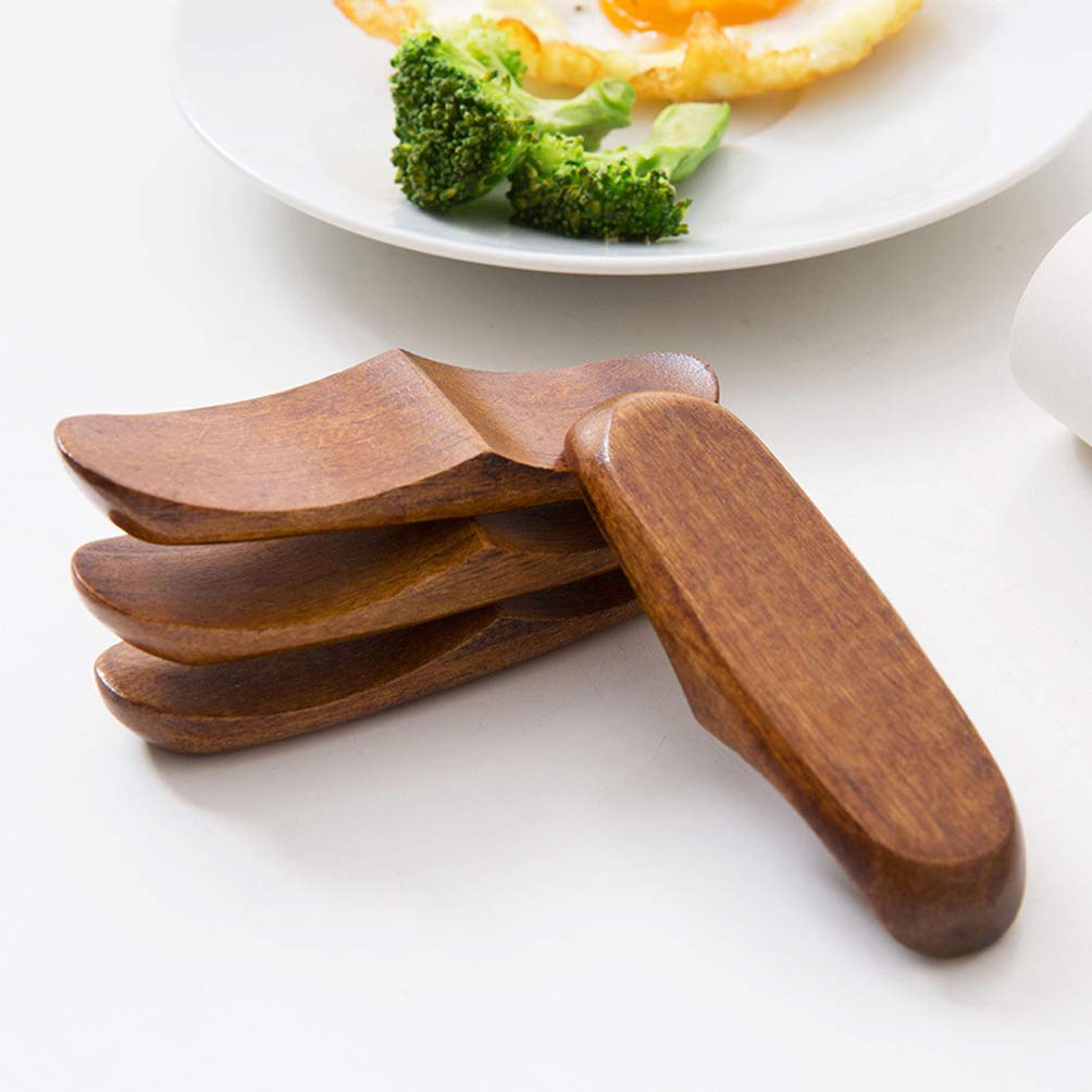 4 Pcs Natural Wood Chopsticks Rest Tableware Knife Forks Spoon Dinner Service Holder Rack