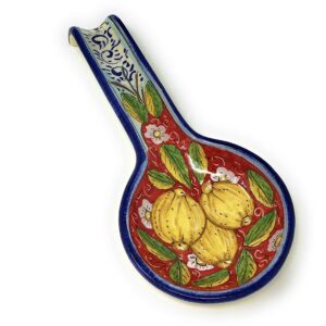 ceramiche d'arte parrini - italian ceramic spoon rest holder decorated lemons pottery art hand painted made in italy tuscan