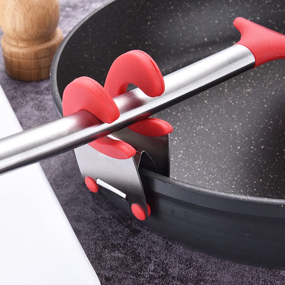 2PCS Anti-scalding Spoon Holder, Stainless Steel Pot Side Clip, Portable Kitchenware Clip, Kitchenware Holder, Plastic Rubber Stand Kitchen Accessories