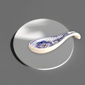 Handcrafted Tunis Blue & White Spoon Rest for Kitchen Counter - Ceramic Spoon Holder for Stove - Cute Spoon Rest & Cooking Spoon Holder - Versatile Utensil Rest to Prevent Countertop Messes