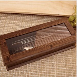 Living Chef Kitchen Chopsticks Spoon Organization Storage Box with Open Window Tree Wave Pattern Design