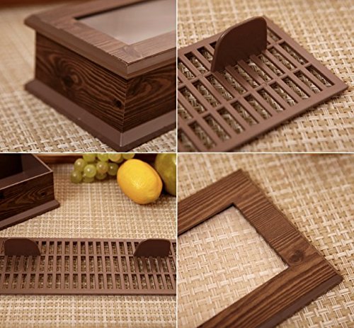 Living Chef Kitchen Chopsticks Spoon Organization Storage Box with Open Window Tree Wave Pattern Design