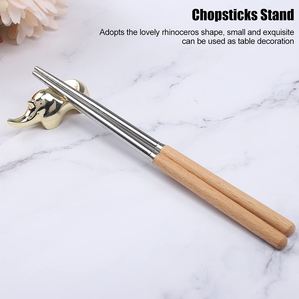 OKJHFD Chopsticks Holder Cute Animal Figurine Chopsticks Stand Ornament Art Crafts for Home Decor Desktop Kitchen (6x2.3x2.1cm/2.4x0.9x0.8in) (gold)
