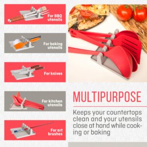 HOUSE OF MERLIN Utensil Rest Drip Pad | Heat Resistant, BPA Free Holder | Hold Spoons, Ladles, Tongs & More in Kitchen Counter or Stove Top | Multipurpose, High Quality, Durable & Easy Clean