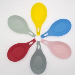 6Pcs Silicone Spoon Rest Counter Spatula Holder Spoon Rest For Kitchen Counter(Mixed Color)