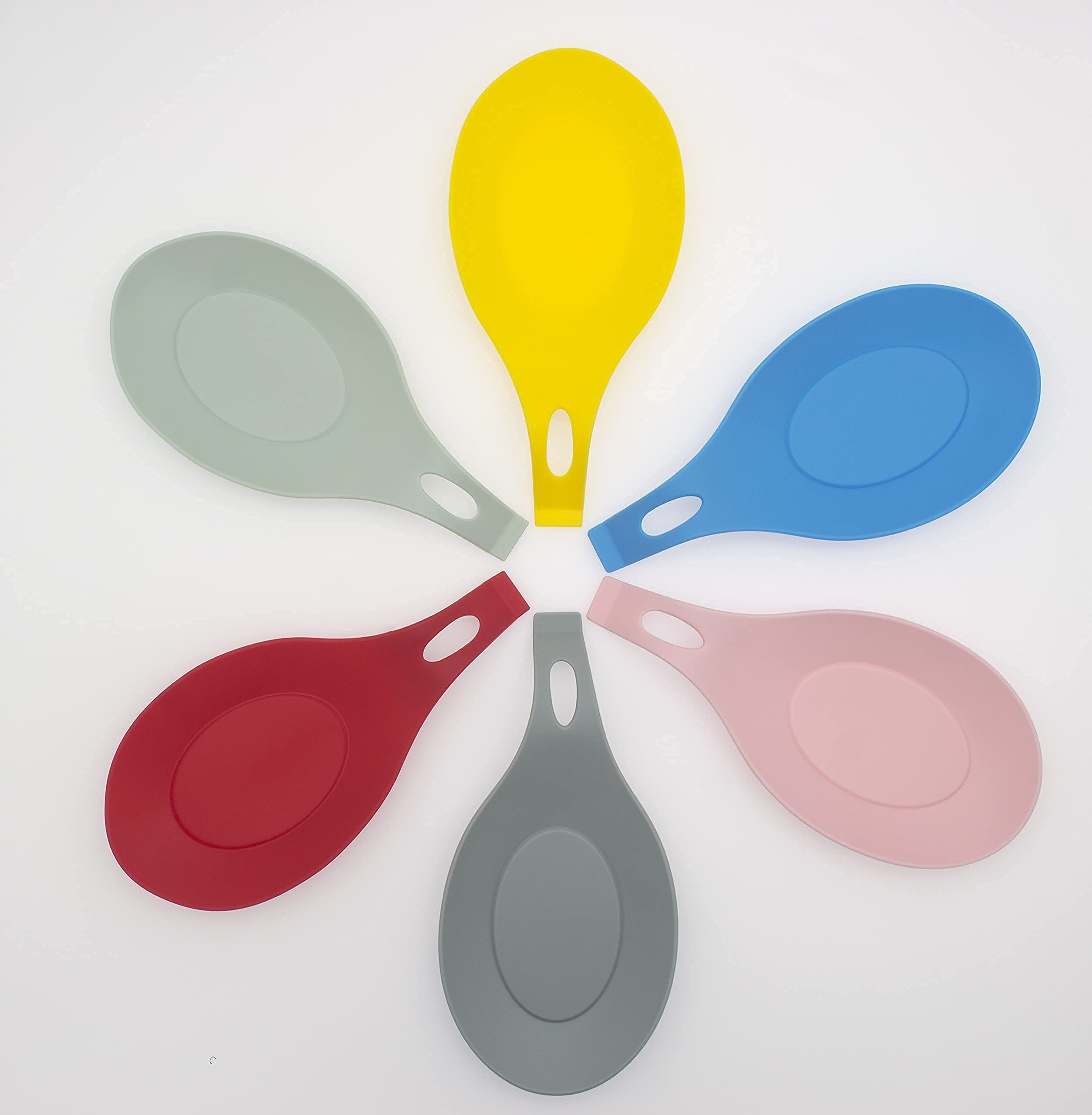 6Pcs Silicone Spoon Rest Counter Spatula Holder Spoon Rest For Kitchen Counter(Mixed Color)
