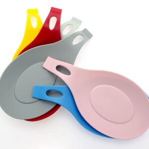 6Pcs Silicone Spoon Rest Counter Spatula Holder Spoon Rest For Kitchen Counter(Mixed Color)