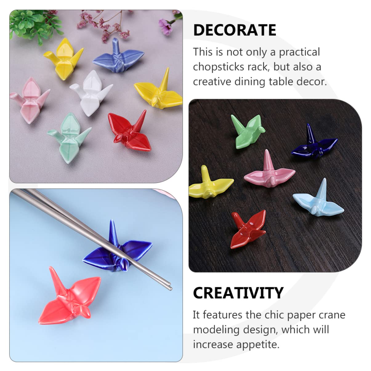 Veemoon 24 pcs Porcelain Chopsticks porcelain crane rest ceramic chopstick holder chopsticks support Rest Japanese Origami