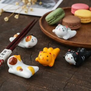 apulm flying superman kitten tableware accessories cute decoration cat chopstick holder miscellaneous goods ceramic chopstick holder 5 pack suitable for family, study, dining table, tavern.