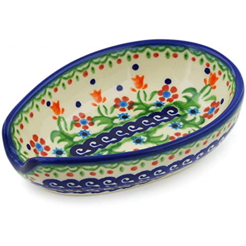 Polish Pottery Spoon Rest 5-inch Spring Flowers