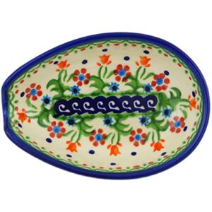 Polish Pottery Spoon Rest 5-inch Spring Flowers