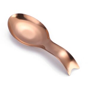 1 piece stainless steel spoon rest fish shape spoon holder utensil rest utensil spoon holder spatula ladle holder for spoons ladle spatula cooking utensils or kitchen tools, rose gold