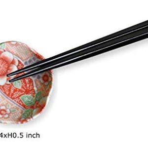 EDOYA Japanese Pattern Mino Ceramic Chopsticks Rest Made in Japan (Set of 5, Flower Type)