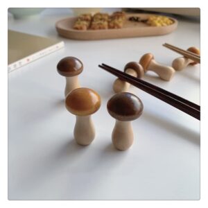 GISELA D 6Pcs Super Cute Small Mushroom Chopsticks Stand Rest Rack Spoon Fork Knife Holder Set,Creative Mushroom Shape Kitchen Accessories for Home Decoration