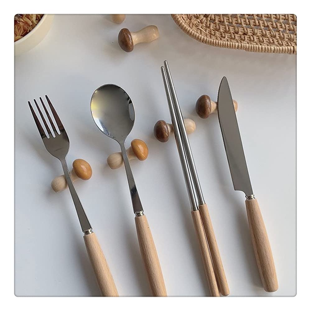 GISELA D 6Pcs Super Cute Small Mushroom Chopsticks Stand Rest Rack Spoon Fork Knife Holder Set,Creative Mushroom Shape Kitchen Accessories for Home Decoration