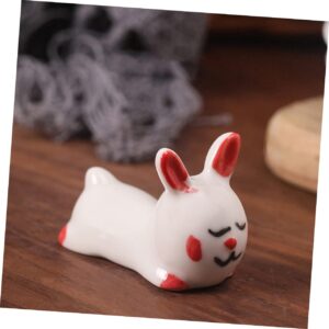 ULTECHNOVO 2pcs Ceramic Rabbit Chopstick Rest Ceramic Rest Ceramic Chopsticks Holder Rabbits Chopstick Rest Stand Chinese Spoons Chopstick Holder Ceramics White Storage Rack Household