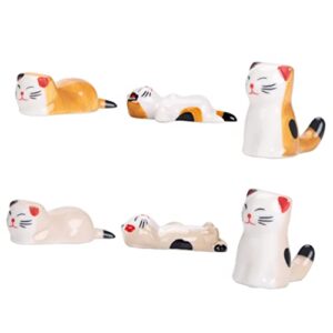 Ciieeo 6pcs Cat Chopstick Rest Chopstick Rack Pillow Ceramic Chopsticks Stand Tableware Holder Ceramic Rabbit Figurine Decorative Chopstick Rest Spoon Rest Holder Kitten Ceramics