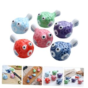 HEMOTON 6pcs Puffer Fish Chopstick Rest Ceramic Spoon Decorative Chopstick Rest Paint Brush Holder Household Decor Chopsticks Stand Pillow Decor Japanese Decor Modeling Ceramics