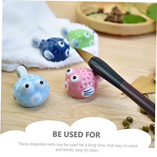 HEMOTON 6pcs Puffer Fish Chopstick Rest Ceramic Spoon Decorative Chopstick Rest Paint Brush Holder Household Decor Chopsticks Stand Pillow Decor Japanese Decor Modeling Ceramics