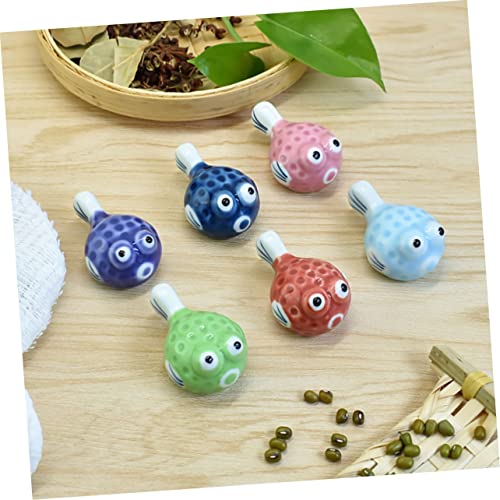 HEMOTON 6pcs Puffer Fish Chopstick Rest Ceramic Spoon Decorative Chopstick Rest Paint Brush Holder Household Decor Chopsticks Stand Pillow Decor Japanese Decor Modeling Ceramics