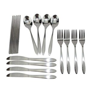 KEKLLE Set of 4 / 4 Piece Stainless Steel(Knife, Fork, Spoon, Chopsticks)Lightweight Portable Tableware,Camping/Travel/Office Lunch Cutlery Set with Carrying Cases