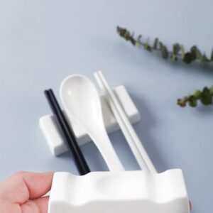 Premium Handmade Ceramic Spoon and Chopstick Rest, Fork Knife Holder Stand Dinner Tableware Table Decoration Set of 4