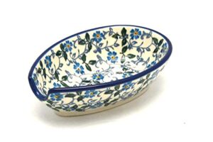 polish pottery spoon rest - forget-me-knot