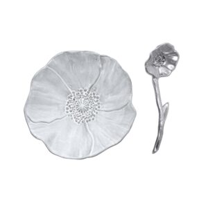 mariposa ceramic canape plate with poppy spoon, grey