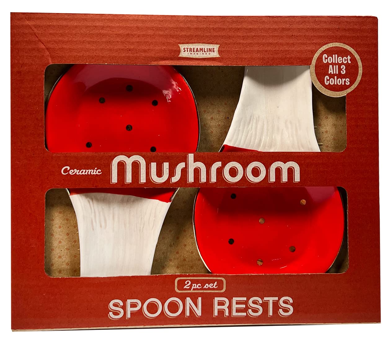 Streamline Imagined Mushroom Spoon Holders Set of 2 (red)