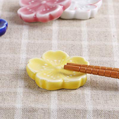 TanQiang 6pcs Japanese Style Ceramic Sakura Flower Chopstick Rest Spoon Fork Knife Holder