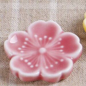 TanQiang 6pcs Japanese Style Ceramic Sakura Flower Chopstick Rest Spoon Fork Knife Holder