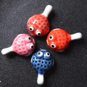 Hemoton Chopstick Holder 2Pcs Japanese Chopsticks Rest Ceramic Chopstick Holder Puffer Fish Chopsticks Rest Cute Animal Chopstick Rack for Chopsticks Spoons Forks Knives (Red) Chopstick Rest