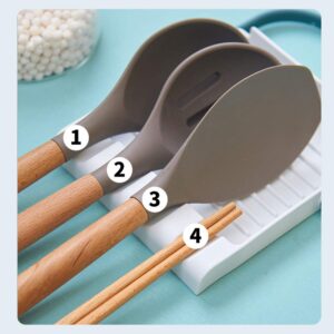 Silicone Utensil Rest with Drip Pad for Multiple Utensils, Heat-Resistant, Kitchen Utensil Holder for Spoons by KAUKKO (02-WHITE)