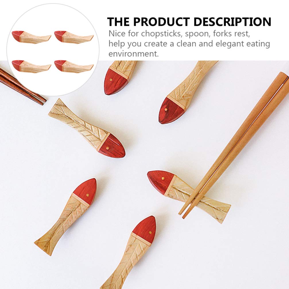 Hemoton Fork 4pcs Fish Shaped Chopstick Rest Japanese Chopsticks Dining Table Decor Wedding Chinese Decor Dinner Table Decor Chopstick Holder Japanese Decor Wood Simple Acid Branch