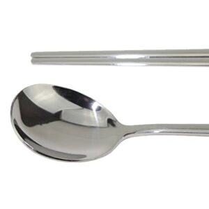 Set of 4- Korean Traditional Style Cutlery Stainless Steel Chopstick + Spoon Set (LS02027)~ We Pay Your Sales Tax